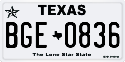 TX license plate BGE0836