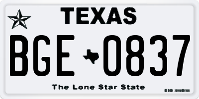 TX license plate BGE0837
