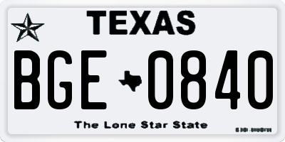 TX license plate BGE0840