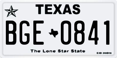 TX license plate BGE0841
