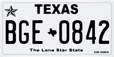 TX license plate BGE0842