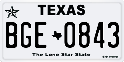 TX license plate BGE0843