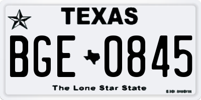 TX license plate BGE0845