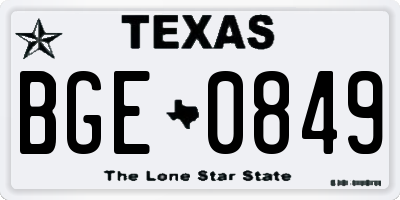 TX license plate BGE0849