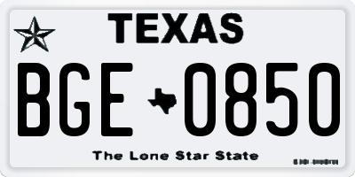 TX license plate BGE0850