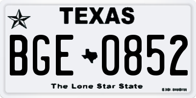 TX license plate BGE0852