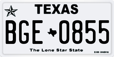 TX license plate BGE0855