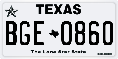 TX license plate BGE0860