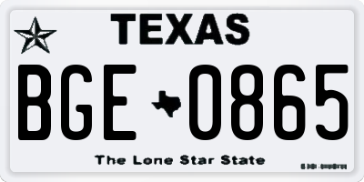 TX license plate BGE0865