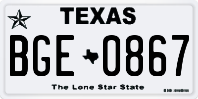 TX license plate BGE0867