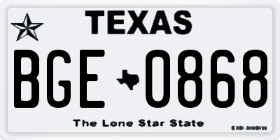 TX license plate BGE0868