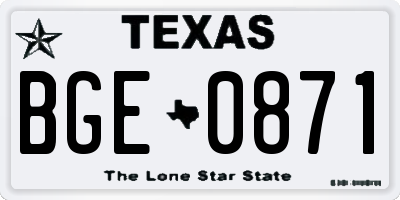 TX license plate BGE0871