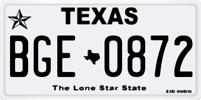 TX license plate BGE0872