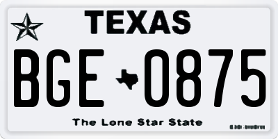 TX license plate BGE0875