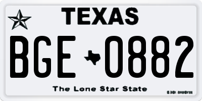 TX license plate BGE0882