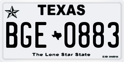 TX license plate BGE0883