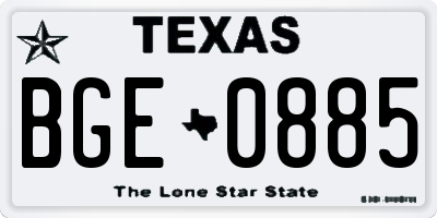 TX license plate BGE0885