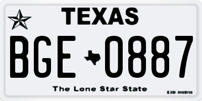TX license plate BGE0887