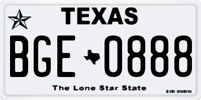 TX license plate BGE0888