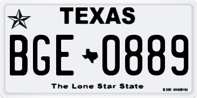 TX license plate BGE0889