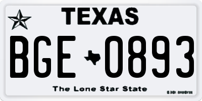 TX license plate BGE0893