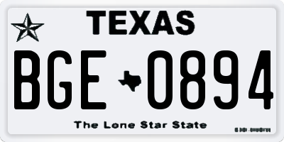 TX license plate BGE0894