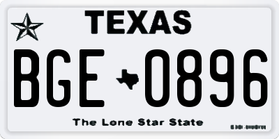 TX license plate BGE0896