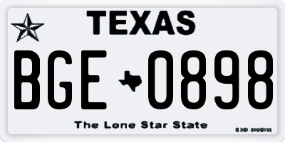 TX license plate BGE0898