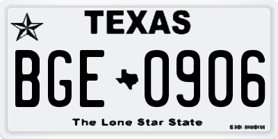 TX license plate BGE0906