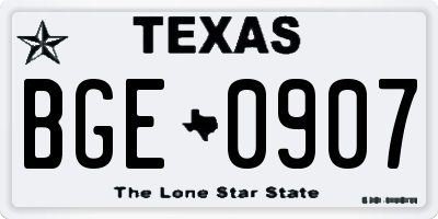 TX license plate BGE0907