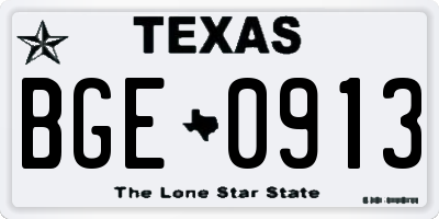 TX license plate BGE0913