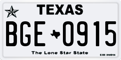 TX license plate BGE0915