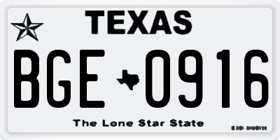 TX license plate BGE0916