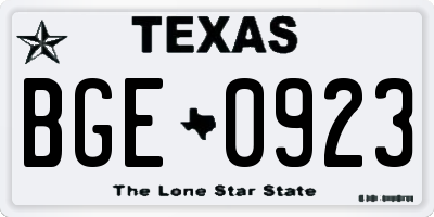 TX license plate BGE0923