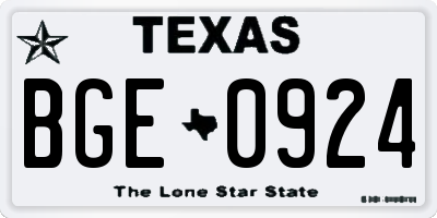 TX license plate BGE0924