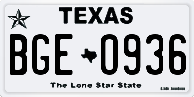 TX license plate BGE0936