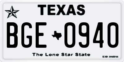 TX license plate BGE0940