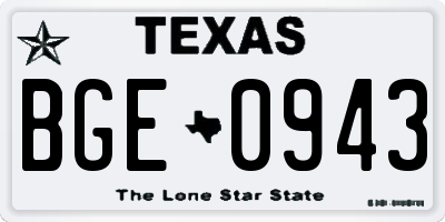 TX license plate BGE0943
