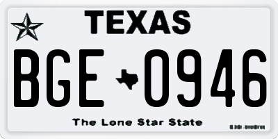 TX license plate BGE0946
