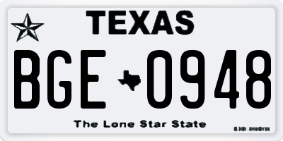 TX license plate BGE0948
