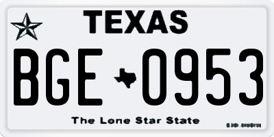 TX license plate BGE0953