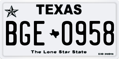 TX license plate BGE0958
