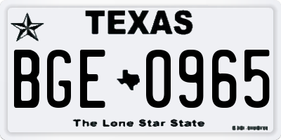 TX license plate BGE0965