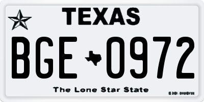 TX license plate BGE0972