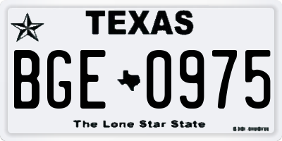 TX license plate BGE0975