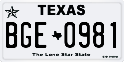 TX license plate BGE0981