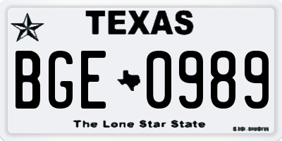TX license plate BGE0989