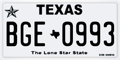 TX license plate BGE0993
