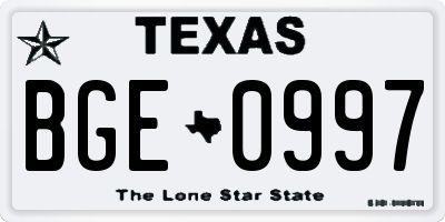 TX license plate BGE0997