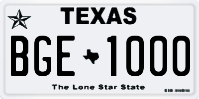 TX license plate BGE1000